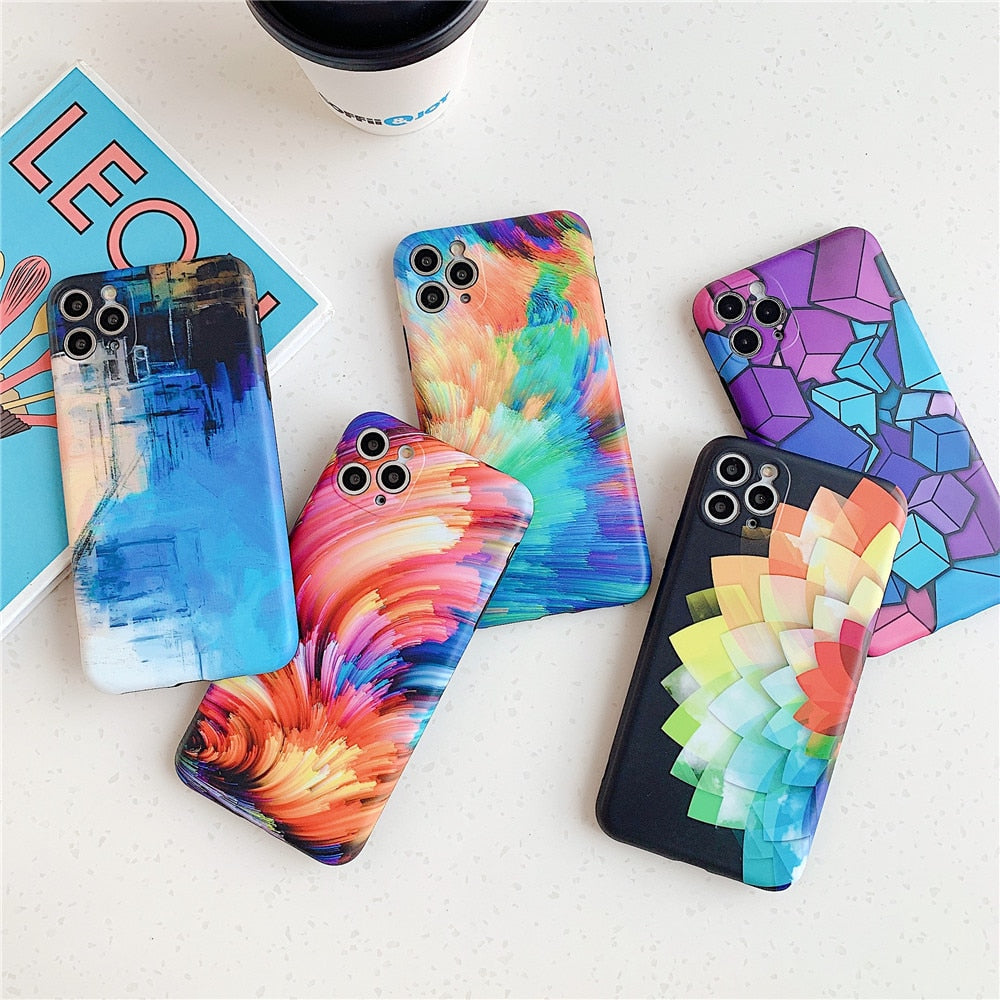 Anymob iPhone Case Red Colorful Marble Soft Silicon Phone Back Cover-Mobile Phone Cases-PEROZ Accessories