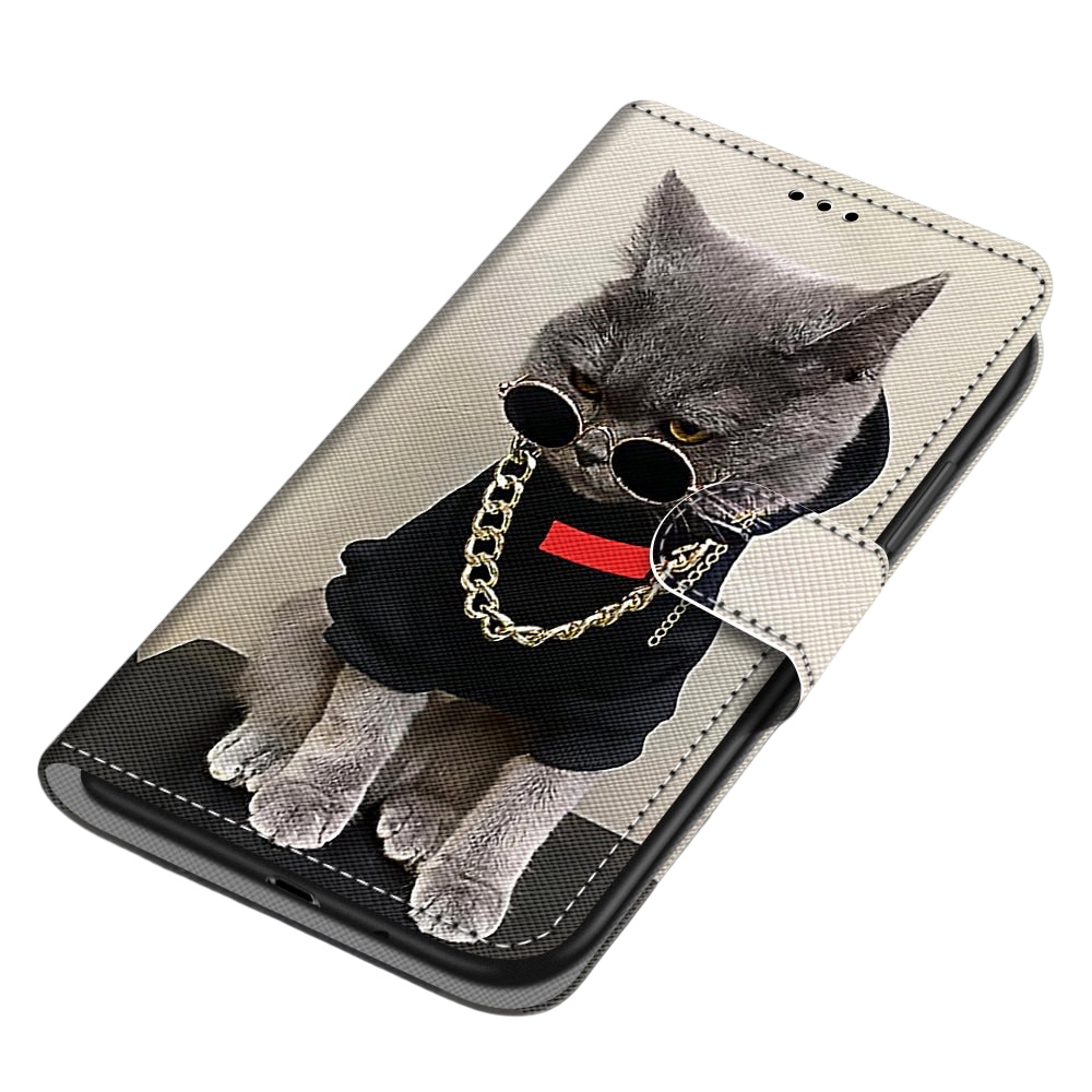 Anymob iPhone Case Rockstar Cat Flip Leather Wallet Animal Painting Phone Book Style Cover-Mobile Phone Cases-PEROZ Accessories