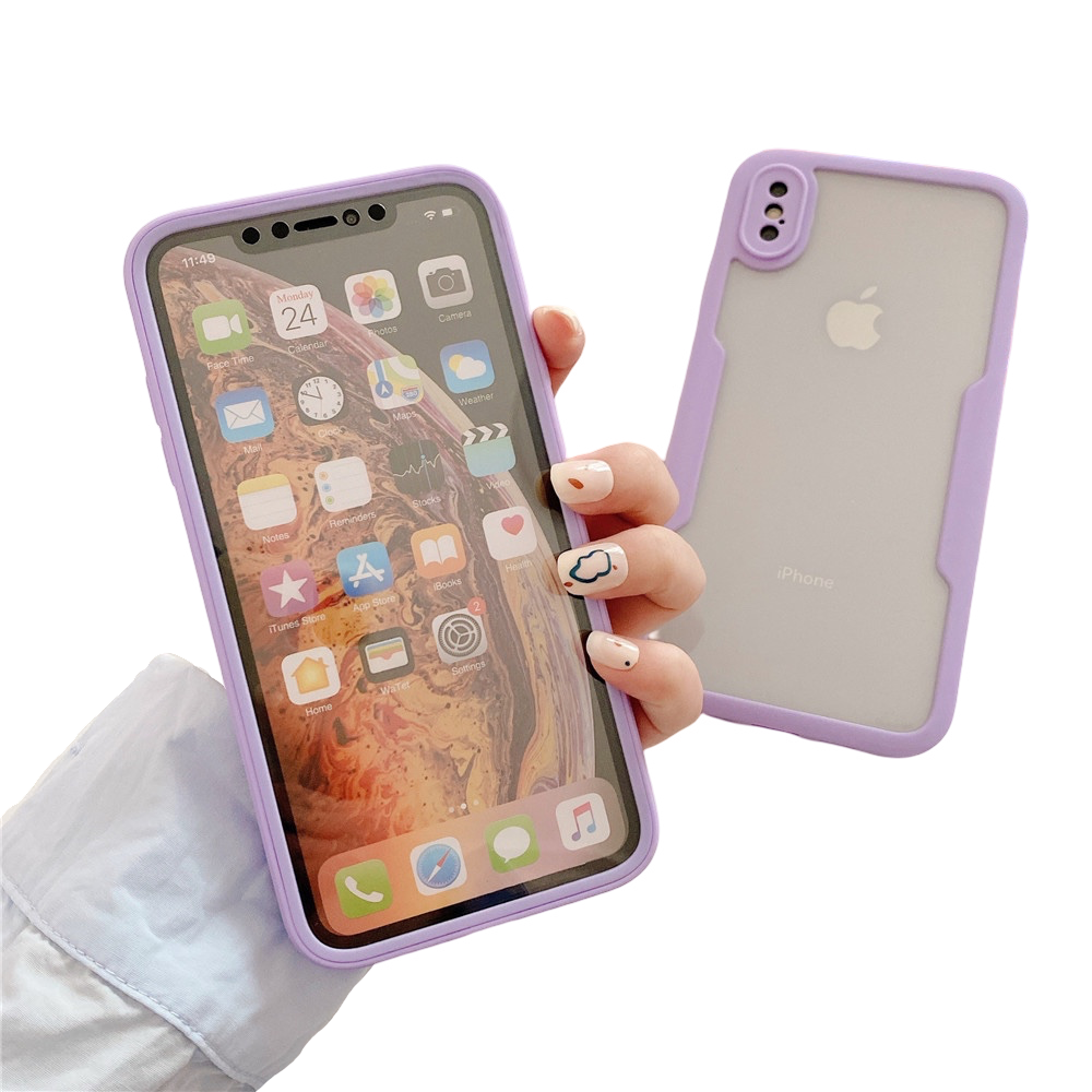Anymob iPhone Case Purple Transparent Solid Color Bumper Silicone Shockproof Cover-Mobile Phone Cases-PEROZ Accessories