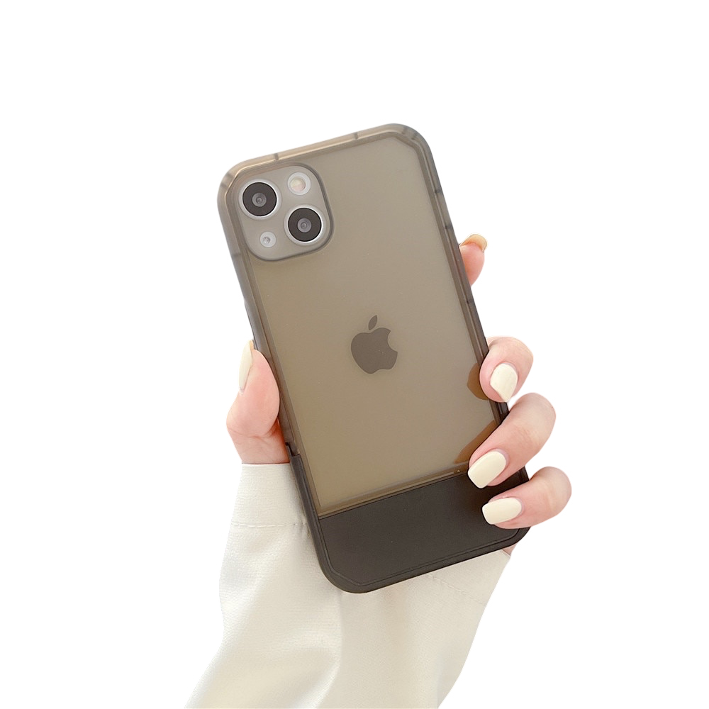Anymob iPhone Case Brown Candy Color Stand Holder Bracket Soft Transparent Silicon Shockproof Cover-Mobile Phone Cases-PEROZ Accessories