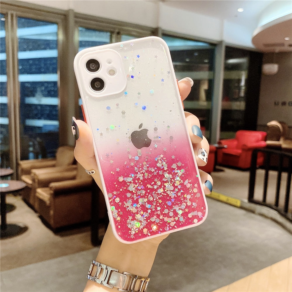 Anymob iPhone Case Pink Bling Glitter Soft Silicone Cover with Camera Protection-Mobile Phone Cases-PEROZ Accessories