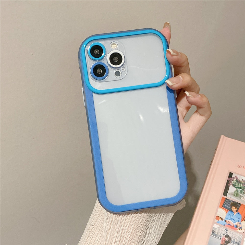 Anymob iPhone Case Blue Colorful Bumper Clear Soft Silicone Transparent Lens Protection Cover-Mobile Phone Cases-PEROZ Accessories