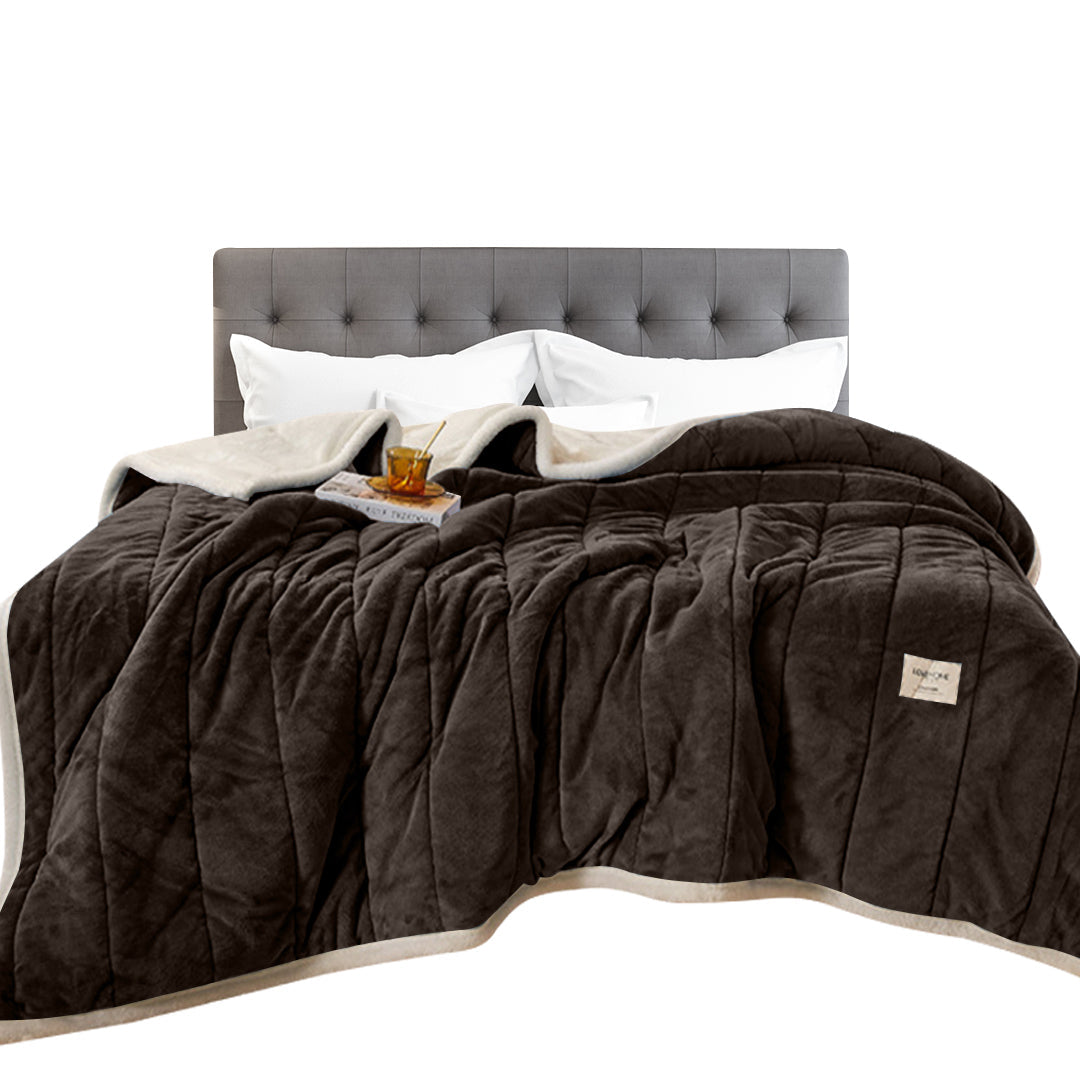 Anyhouz Blanket Dark Brown Fleece Autumn Winter Warm 3 Layers Thicken Flannel Soft Comfortable Warmth Quilts Washable 150x200cm-Blankets-PEROZ Accessories