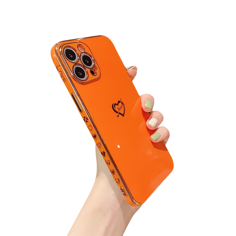 Anymob iPhone Case Orange Plating Colorful Side Love Heart Soft Silicone Cover-Mobile Phone Cases-PEROZ Accessories