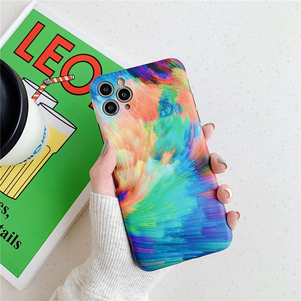 Anymob iPhone Case Red Colorful Marble Soft Silicon Phone Back Cover-Mobile Phone Cases-PEROZ Accessories