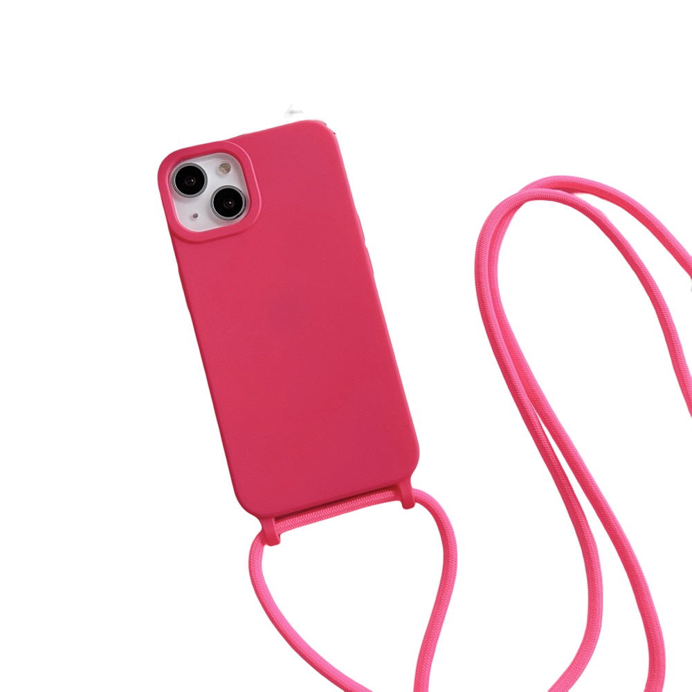 Anymob iPhone Case Pink Crossbody Necklace Strap Lanyard Cord Soft Silicone Cover-Mobile Phone Cases-PEROZ Accessories