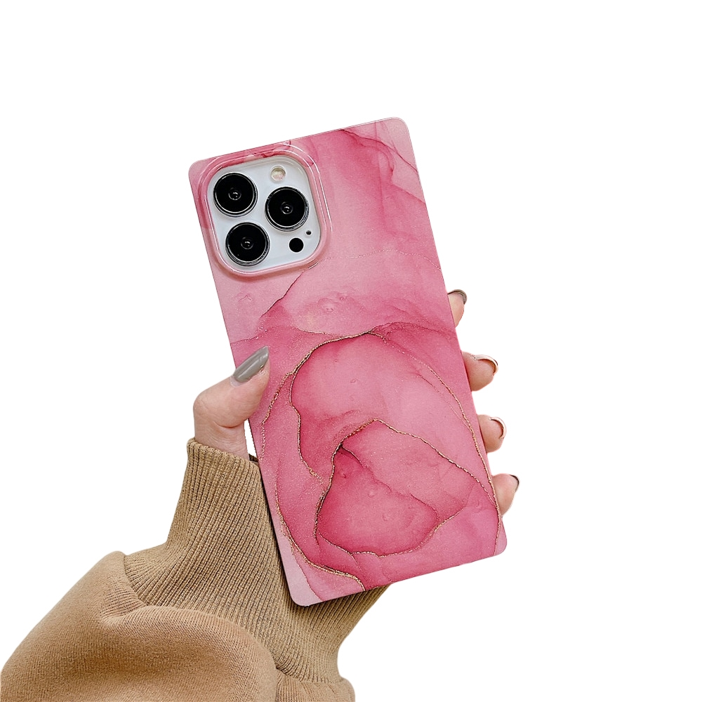 Anymob iPhone Red Soft Square Marble Silicone Phone Case Shockproof Back Cover-Mobile Phone Cases-PEROZ Accessories