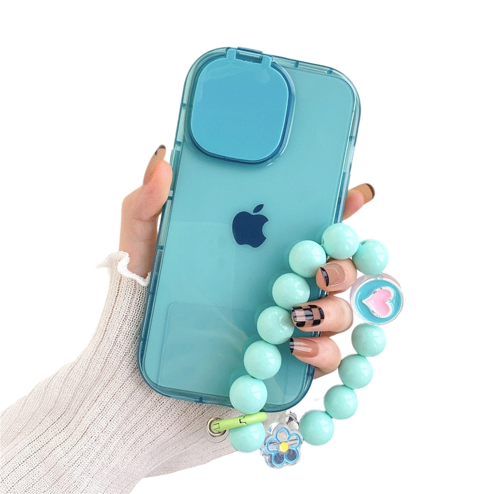 Anymob iPhone Blue Makeup Mirror Phone Case Shockproof Silicone Bracelet Cover-Mobile Phone Cases-PEROZ Accessories