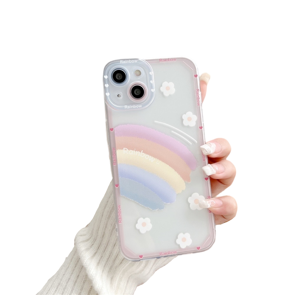 Anymob iPhone Case White Soft Transparent Rainbow Shockproof Bumper Silicone Cases Cover-Mobile Phone Cases-PEROZ Accessories