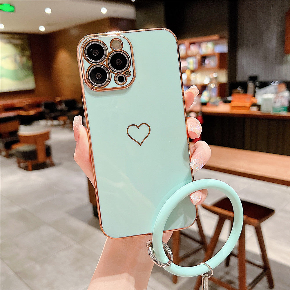 Anymob iPhone Case Light Blue Green Universal Heart Logo Foldable Holder Phone Cover-Mobile Phone Cases-PEROZ Accessories