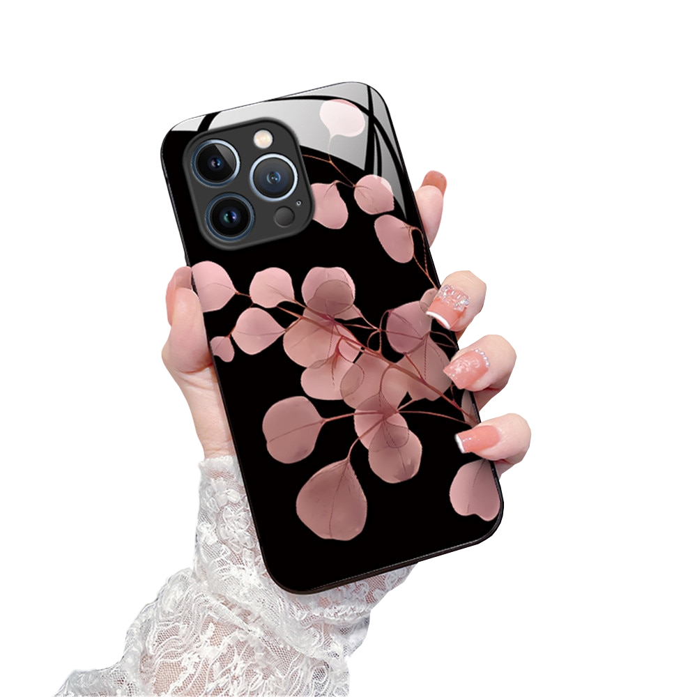 Anymob iPhone Green Tempered Glass Simple Leaf Phone Case Shockproof Soft Side Cover-Mobile Phone Cases-PEROZ Accessories