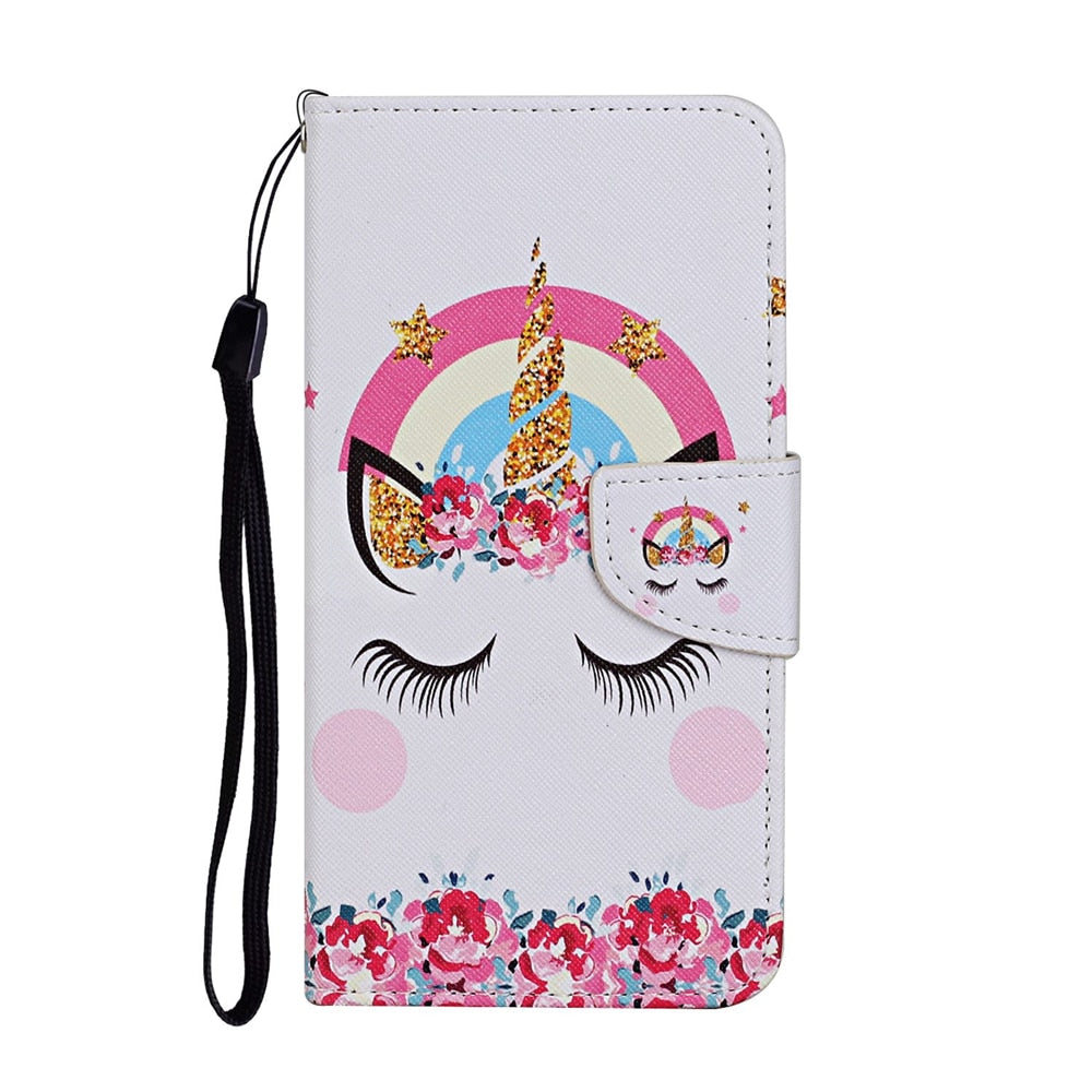 Anymob iPhone Case White Unicorn Flip Leather Wallet Stand Cover Phone Bag Shell-Mobile Phone Cases-PEROZ Accessories