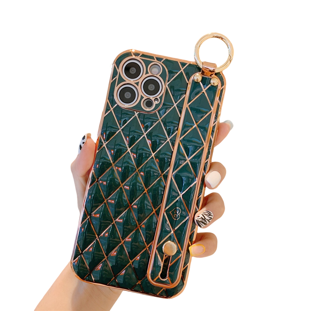 Anymob iPhone Case Green Electroplated Wrist Band Bracket Bumper Back Cover-Mobile Phone Cases-PEROZ Accessories