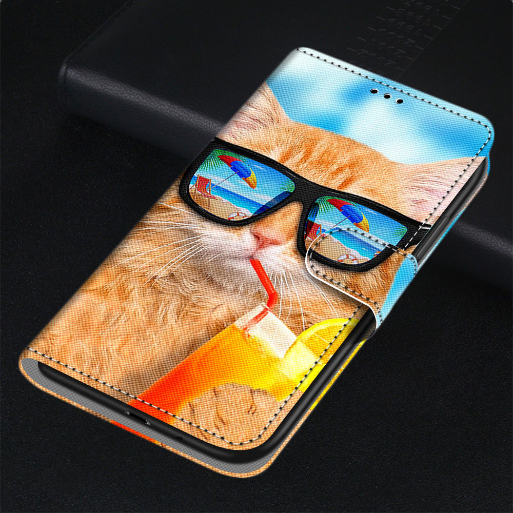 Anymob iPhone Case Fashion Magnetic Flip Cool Cat Painting Leather Cover-Mobile Phone Cases-PEROZ Accessories