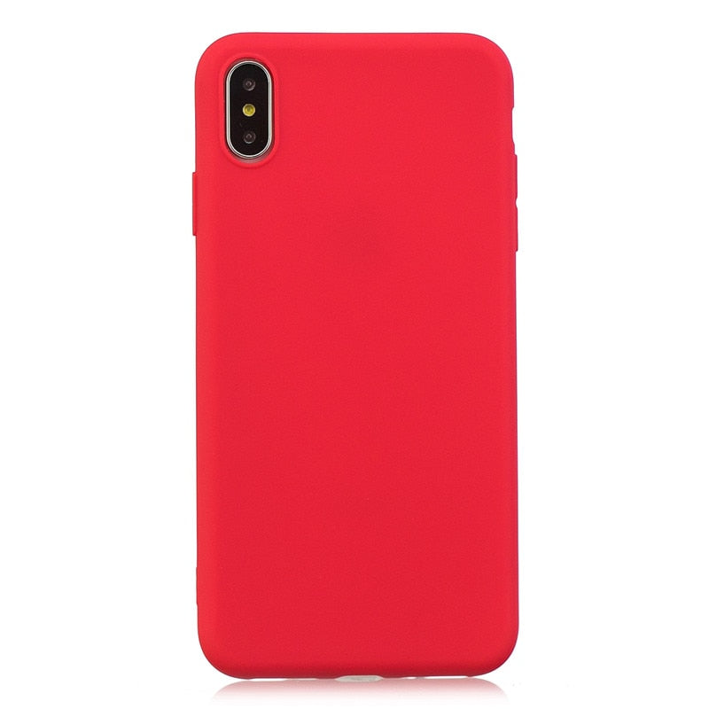 Anymob iPhone Case Red Simple Solid Color Ultra thin Soft TPU Cases Candy Color Back Cover-Mobile Phone Cases-PEROZ Accessories