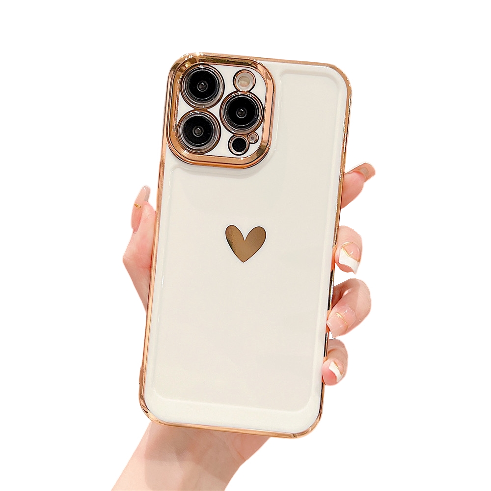 Anymob iPhone Case White Soft Silicone Bracelet Electroplate Love Heart Shockproof Strap Cover-Mobile Phone Cases-PEROZ Accessories