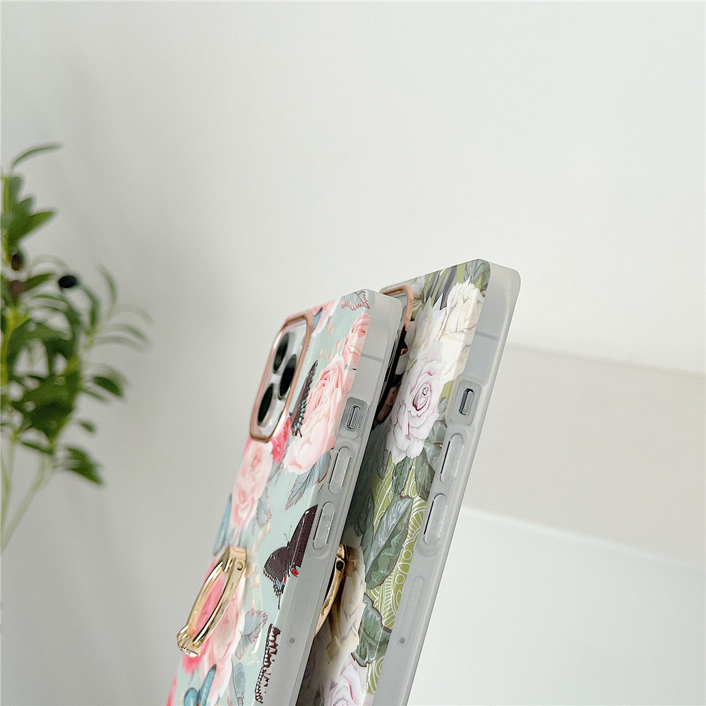 Anymob iPhone Case Black Marble Vertical Pattern With Finger Ring Soft Silicon Cover-Mobile Phone Cases-PEROZ Accessories