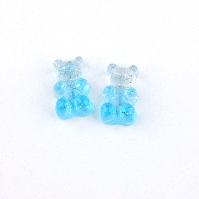 Anykidz 10pcs Blue Glitter Bear Shoe Charm Accessories Jeans Clogs Pendants Designer Ornament Jibbitz for Crocs-Shoe Charms-PEROZ Accessories