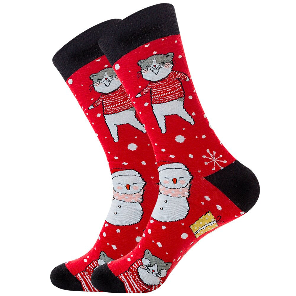 Anysox 5 Pairs Black Red Size 5-13 Socks Crystal Silk Tide Winter Holiday Design Plus Snowflake Stocking Comfortable To Wear Perfect For Women-Socks-PEROZ Accessories