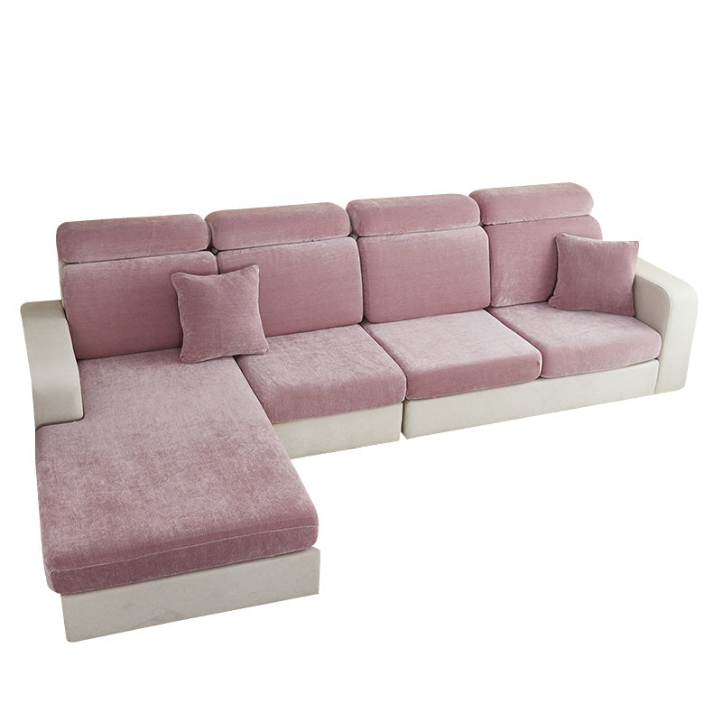 Anyhouz Sofa Cover Old Rose L-Shape Polyester Chenille Thick Stretchable Cushion For Living Room Enlarge Size Small-Slipcovers-PEROZ Accessories