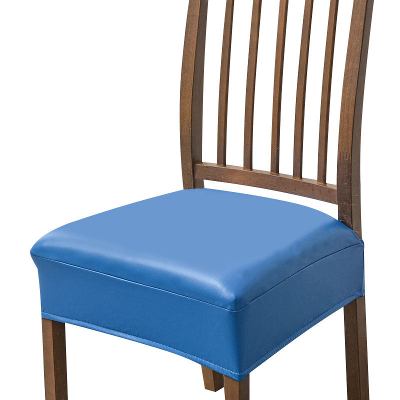 Anyhouz Chair Cover Blue PU Leather Seat Slipcover Chair Cover for Kitchen Hotel Banquet Dining Living Room-Chair Cover-PEROZ Accessories