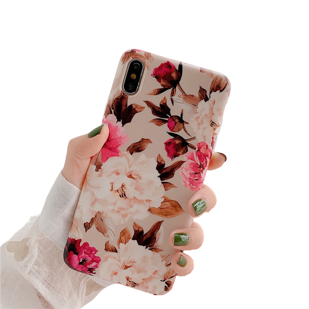 Anymob iPhone Pink Rose Pattern Holder Case Flower Silicone Phone Cover-Mobile Phone Cases-PEROZ Accessories