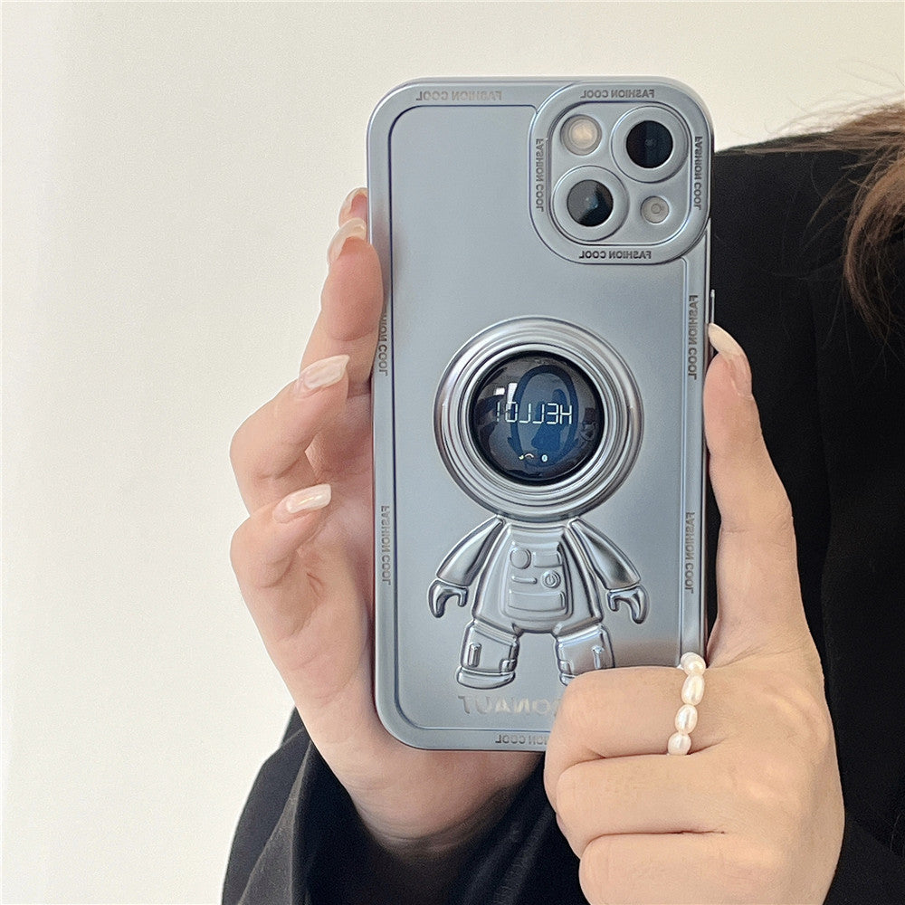 Anymob iPhone Case Space Blue Chromed Astronaut Foldable Holder Phone Cover-Mobile Phone Cases-PEROZ Accessories
