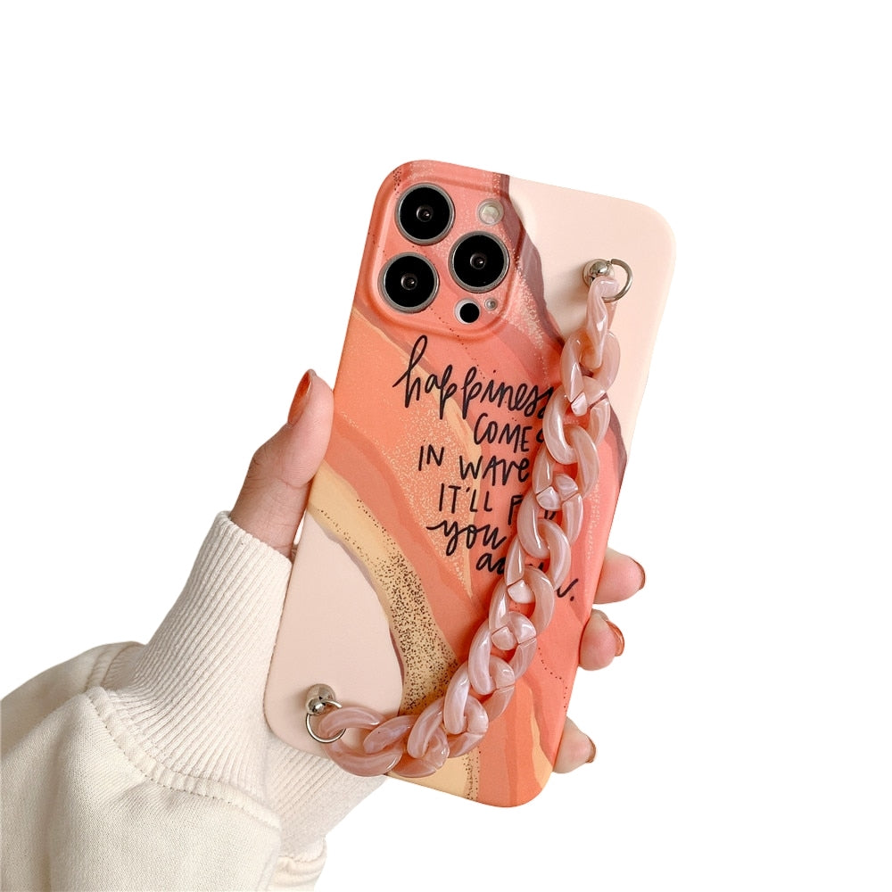 Anymob iPhone Orange Art Painting Marble Bracelet Phone Case Shockproof Soft Silicone Cover-Mobile Phone Cases-PEROZ Accessories