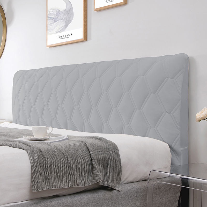 Anyhouz Headboard Cover Light Gray Zigzag Pattern Super Soft Smooth Quilted Velvet Bed Back Dust Protector Cover 100x70cm-Bed Headboard-PEROZ Accessories