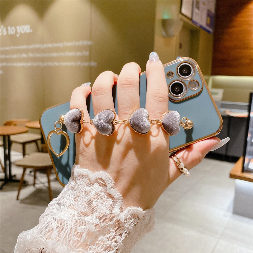 Anymob iPhone Case Sky Blue Luxury Lovely Flannel Bracelet Silicone Back Cover-Mobile Phone Cases-PEROZ Accessories