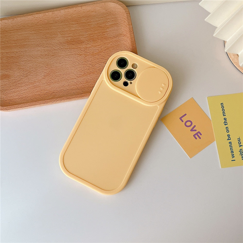 Anymob iPhone Case Yellow Slide Camera Protection Push Window Shockproof Soft Silicone Cover-Mobile Phone Cases-PEROZ Accessories