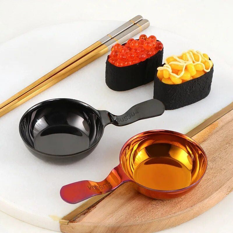 Anygleam Pink Rainbow 2Pcs Kichen Stainless Steel Sauce Dish Mini Tray Dipping Bowl-Kitchen & Dining-PEROZ Accessories
