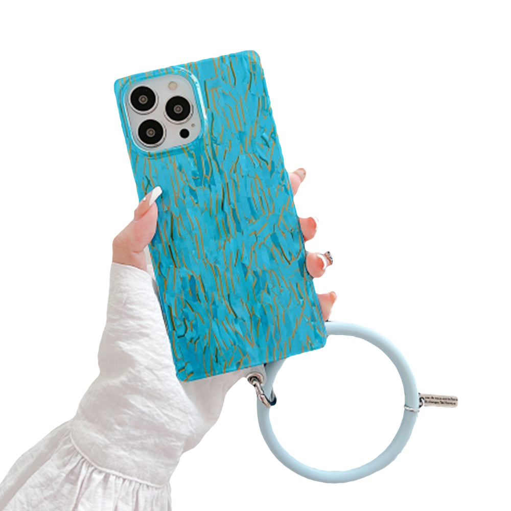 Anymob iPhone Case Sky Blue Luxury Glitter Shell Pattern with Bracelet Cover-Mobile Phone Cases-PEROZ Accessories