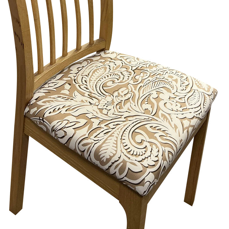Anyhouz Chair Cover Beige Khaki Vine Leaf Print Stretch Seat Cover for Home Dinning Kitchen Washable Removable-Chair Cover-PEROZ Accessories
