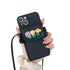 Anymob iPhone Black Crossbody Lanyard Rope Card Slot Holder Case Flowers Soft Silicone Cover-Mobile Phone Cases-PEROZ Accessories
