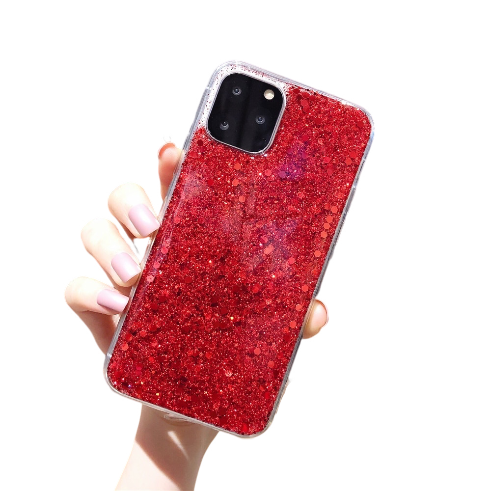 Anymob iPhone Case Red Glitter Sequins Epoxy Soft Silicon Back Cover-Mobile Phone Cases-PEROZ Accessories