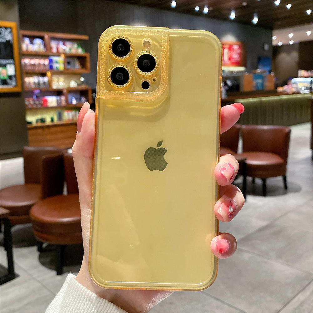 Anymob iPhone Case Yellow Diamond Camera Protection Clear Fluorescent Neon Soft Silicone Gel Cover-Mobile Phone Cases-PEROZ Accessories