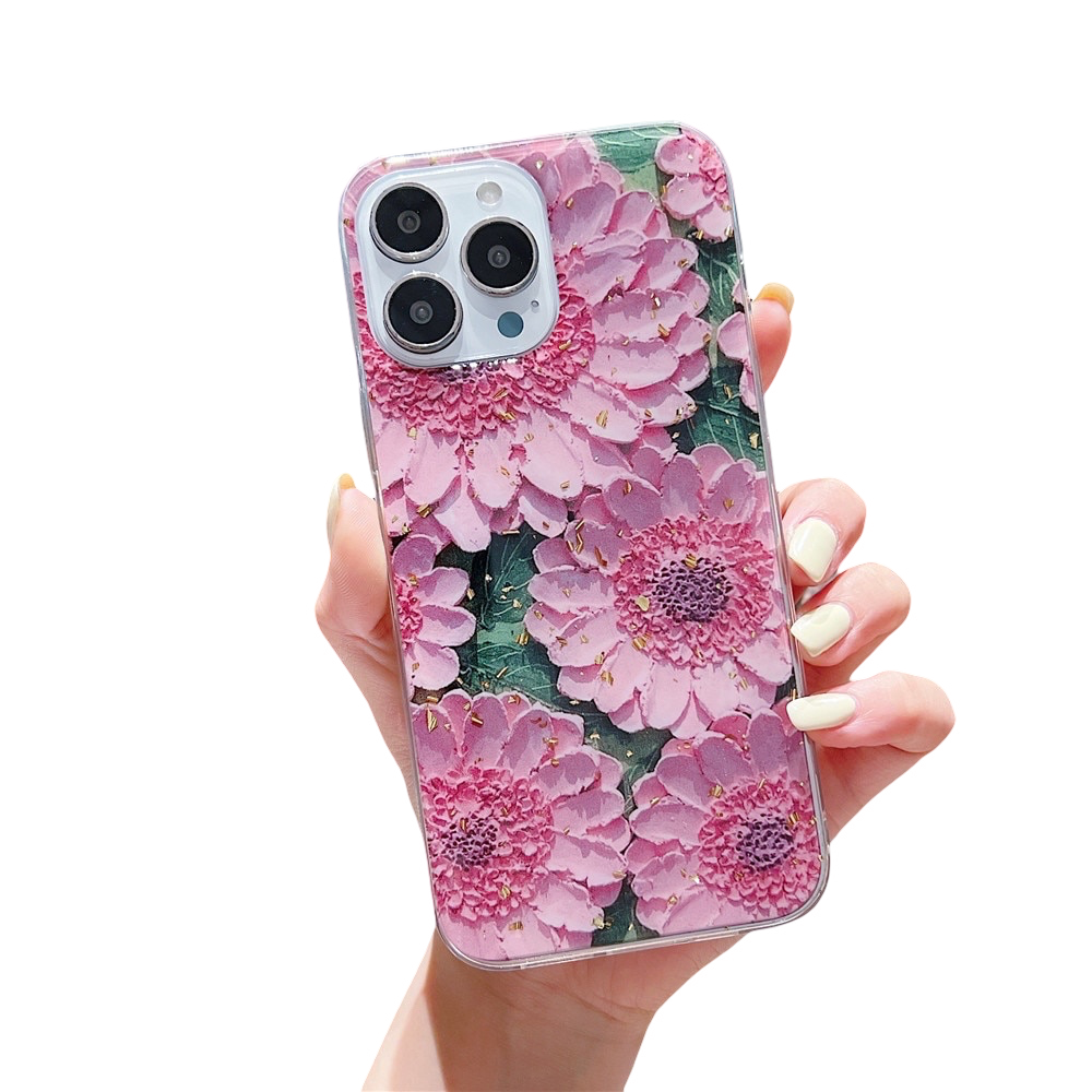 Anymob iPhone Case Pink Cute Oil Painting Flower Soft Silicon Back Cover Bumper-Mobile Phone Cases-PEROZ Accessories