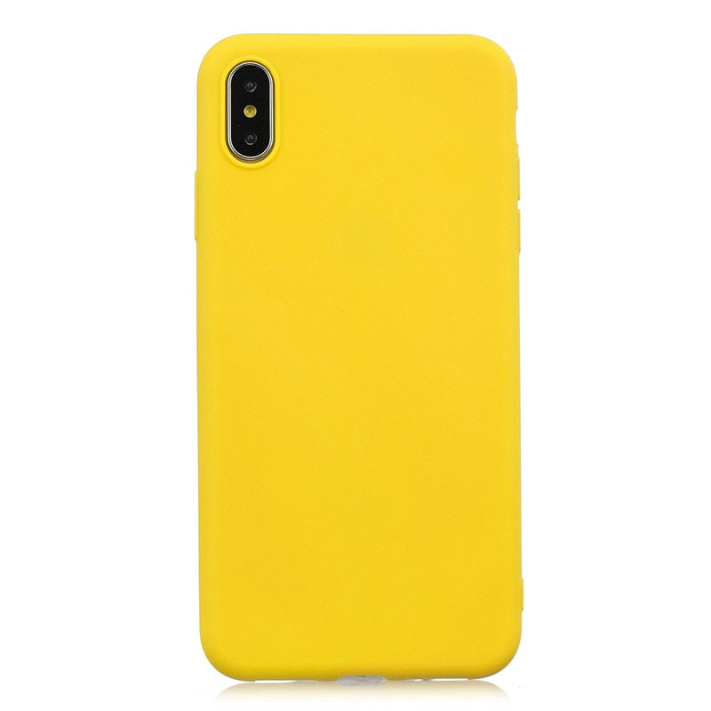 Anymob iPhone Case Yellow Simple Solid Color Ultra thin Soft TPU Cases Candy Color Back Cover-Mobile Phone Cases-PEROZ Accessories