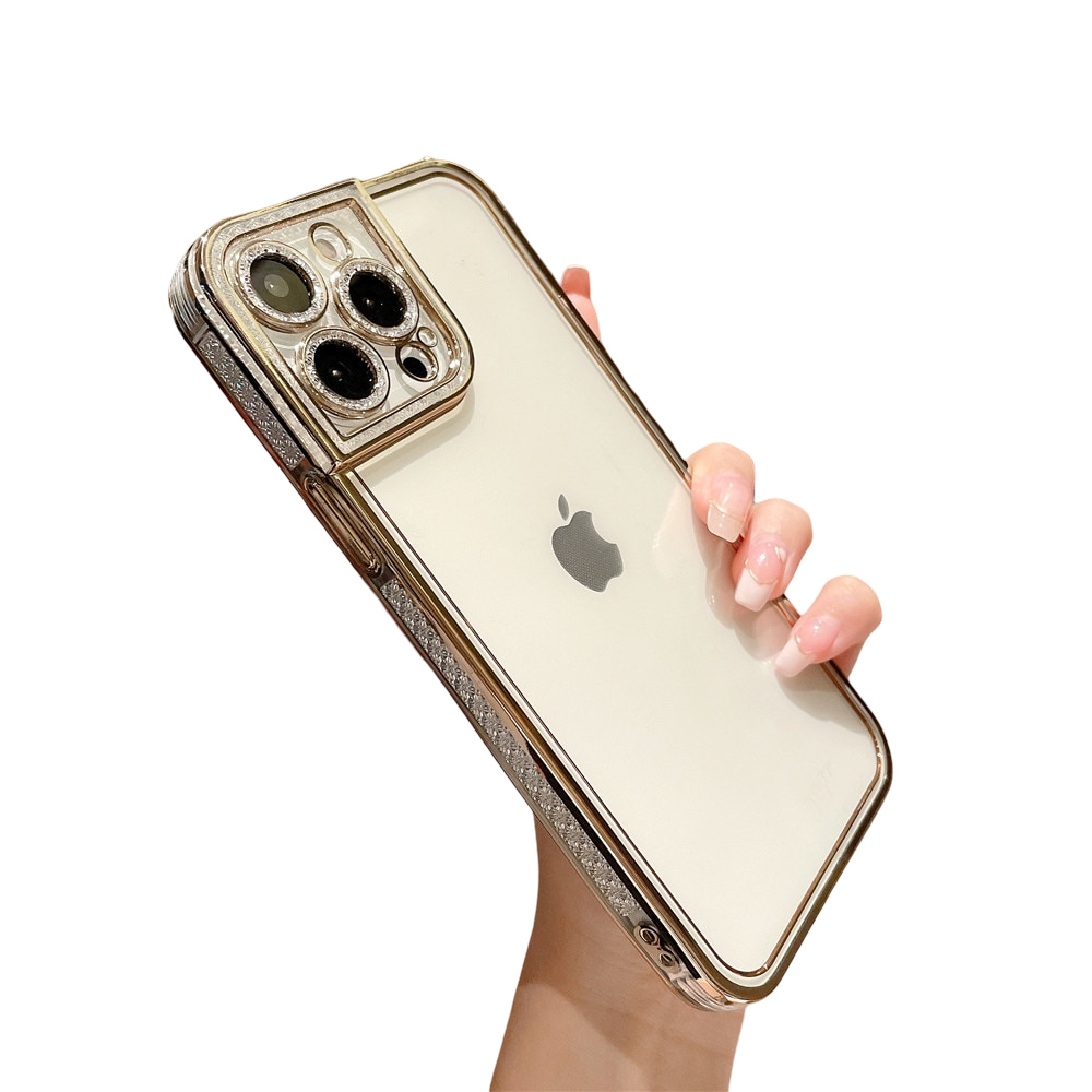 Anymob iPhone Case Gold Plating Soft TPU Diamond Glitter Lens Protection Cover-Mobile Phone Cases-PEROZ Accessories