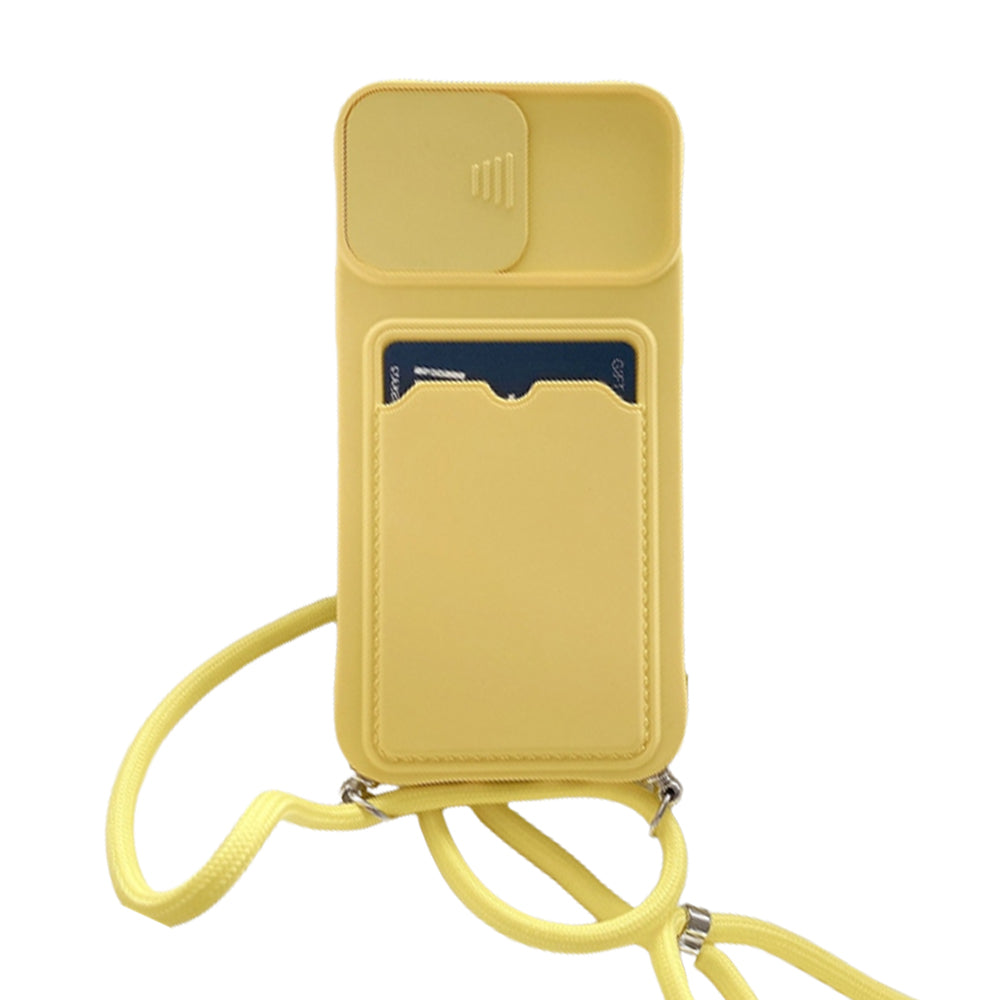 Anymob iPhone Case Yellow Crossbody Camera Lens Protect Wallet Card Necklace Lanyard Cover-Mobile Phone Cases-PEROZ Accessories