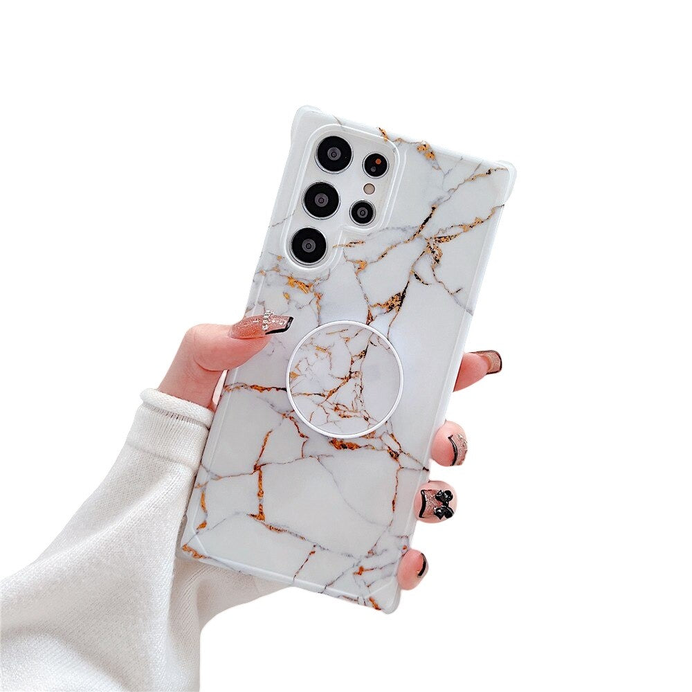 Anymob Samsung Phone Case Style Crack Granite Marble Fold Holder Soft Cover White For S22 Ultra S21 Plus Note 20 S20 FE S10 A51 A71 A50-Mobile Phone Cases-PEROZ Accessories