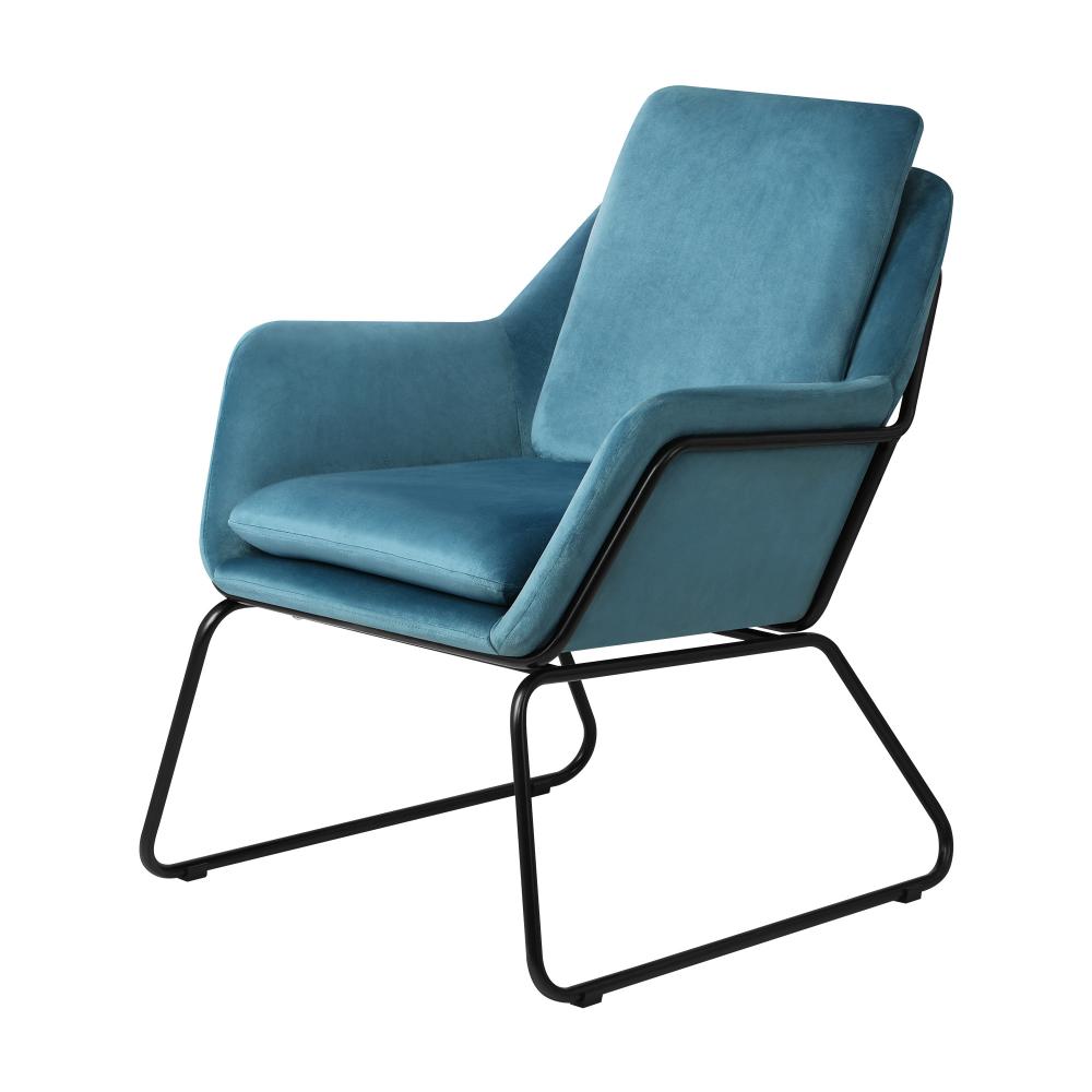 Oikiture Armchair Velvet Accent Chairs Tub Chair Sofa Lounge Upholstered Blue-Armchair-PEROZ Accessories