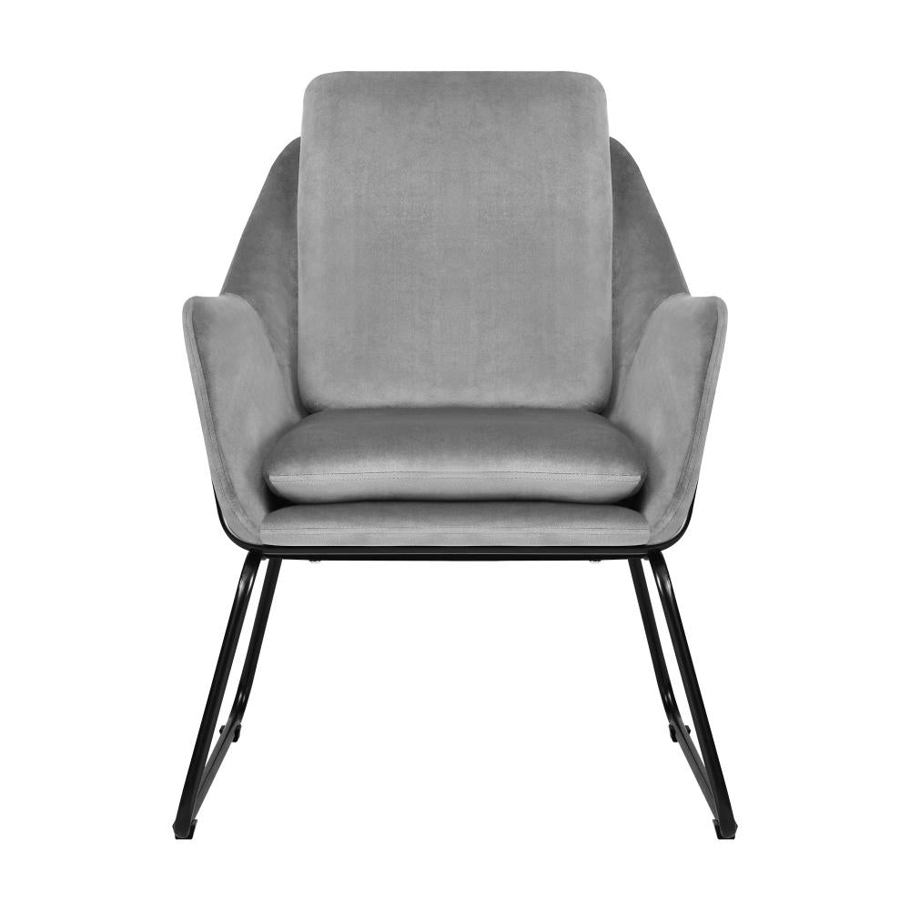 Oikiture Armchair Velvet Accent Chairs Tub Chair Sofa Lounge Upholstered Grey-Armchair-PEROZ Accessories