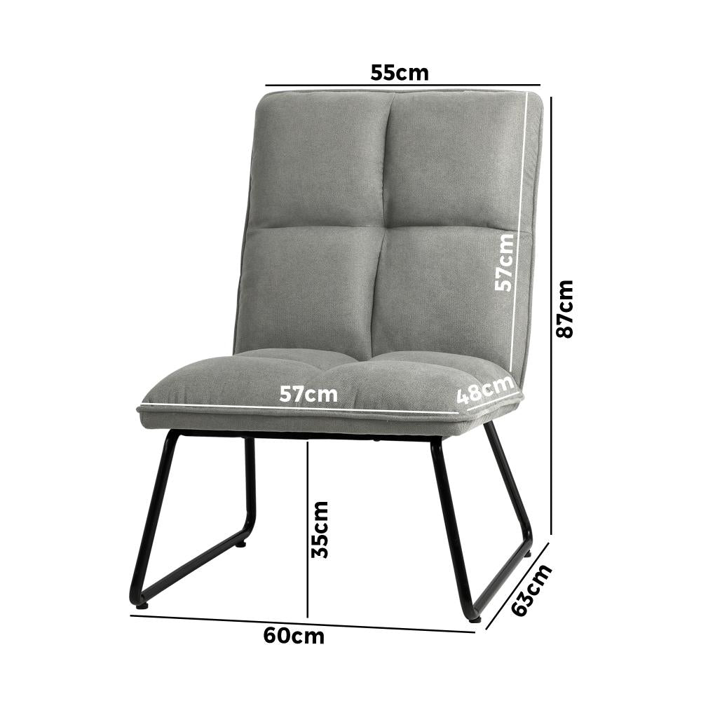 Oikiture Armchair Lounge Chair Accent Chairs Linen Fabric Upholstered Light Grey-Armchair-PEROZ Accessories