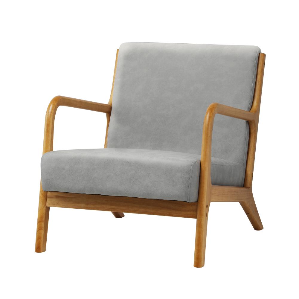 Oikiture Armchair Lounge Chair Accent Armchairs Couches Sofa Wood Light Grey-Armchair-PEROZ Accessories
