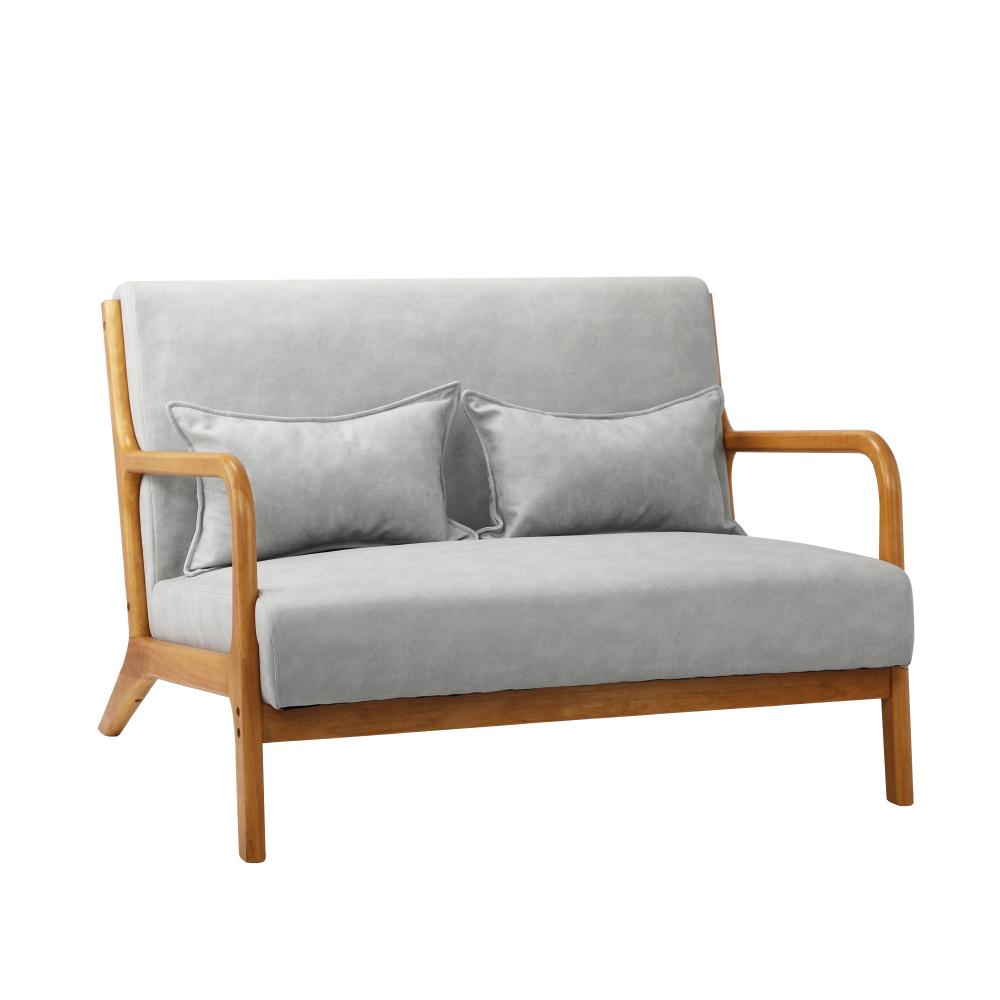 Oikiture Armchair Lounge Chair 2 Seater Accent Couch Sofa Fabric Grey Pillows-Armchair-PEROZ Accessories