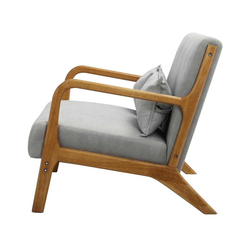 Oikiture Armchair Lounge Chair 2 Seater Accent Couch Sofa Fabric Grey Pillows-Armchair-PEROZ Accessories
