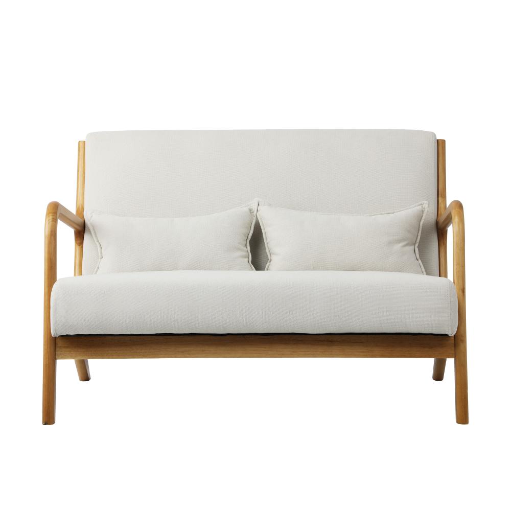 Oikiture Armchair Lounge Chair Accent Couch Sofa Pillows 2 Seater Fabric Beige-Armchair-PEROZ Accessories