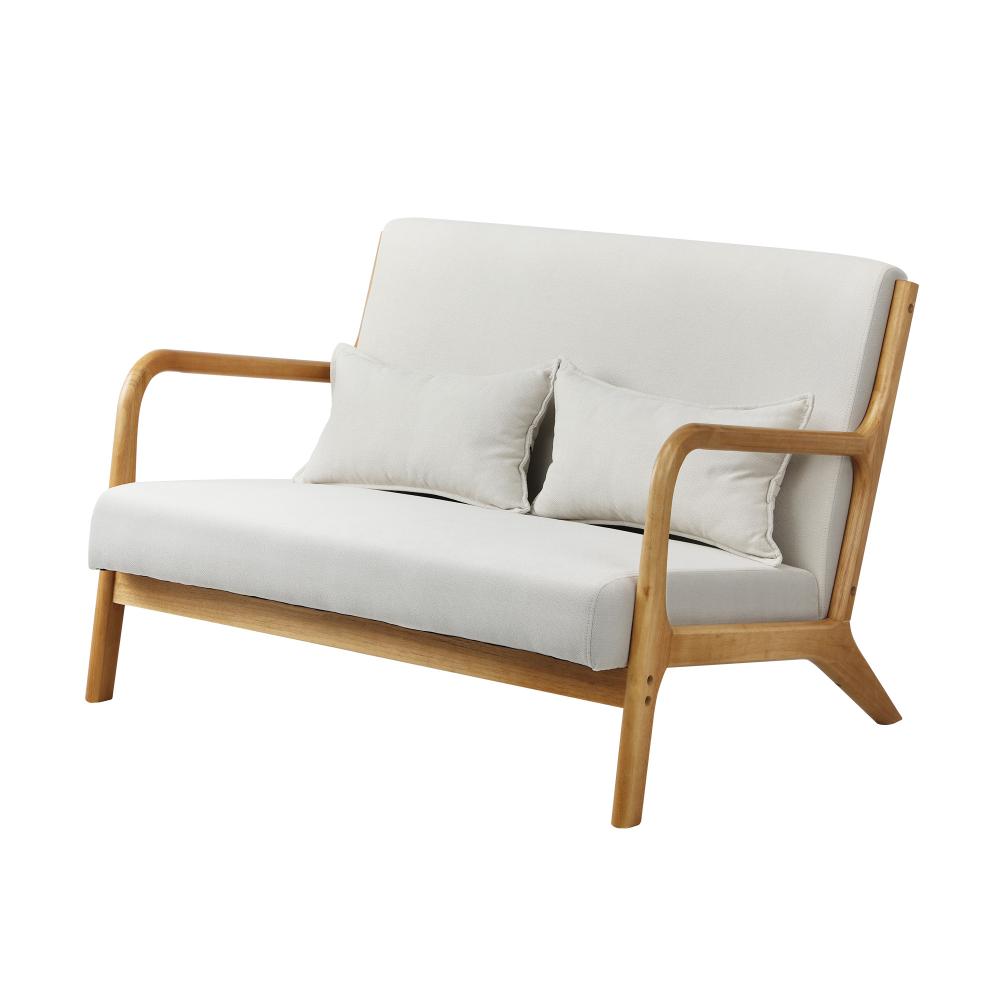 Oikiture Armchair Lounge Chair Accent Couch Sofa Pillows 2 Seater Fabric Beige-Armchair-PEROZ Accessories